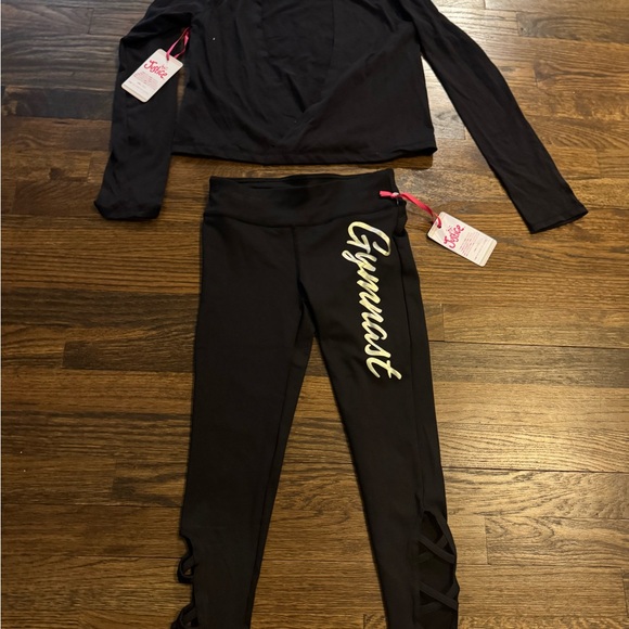 Black Gymnast Justice Long Sleeve Top and Leggings Set NWT - Picture 2 of 3